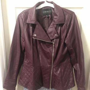 Peplum leather jacket